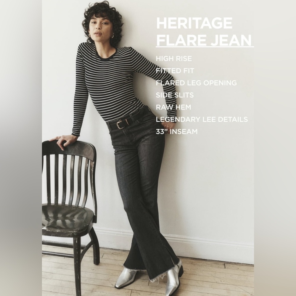 Lee® Women's Heritage High Rise Flare Jean with Raw Hem - Picture 3 of 7